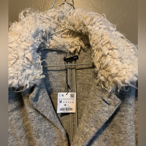 NWT Zara Faux Shearling collar sweater coat - Picture 6 of 7
